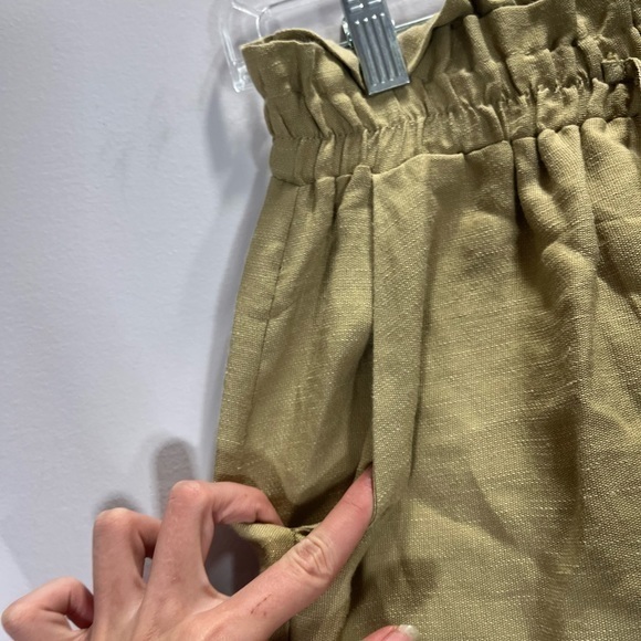 Zara Women’s Tan High Waisted Linen Blend Paperbag Jogger Pants - Picture 6 of 12